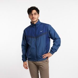 Vtg Nike Jacket men L windbreaker 90’s swoosh on back full zip Y2K blue logo